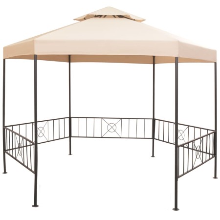 Pérgola/Cenador de jardín hexagonal beige 323x265 cm de vidaXL, Carpas y cenadores - Ref: Foro24-43165, Precio: 228,41 €, Des...
