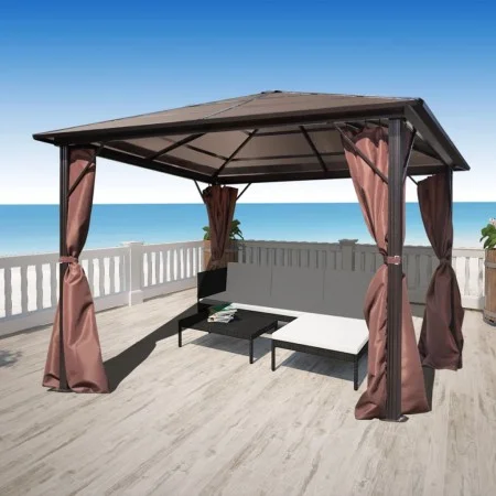 Gazebo with brown aluminum curtain 300 x 300 cm by vidaXL, Tents and gazebos - Ref: Foro24-41625, Price: 563,65 €, Discount: %