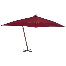 Cantilever side umbrella with red wine wooden pole 400x300 cm by vidaXL, Umbrellas - Ref: Foro24-44493, Price: 203,30 €, Disc...