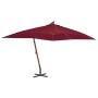Cantilever side umbrella with red wine wooden pole 400x300 cm by vidaXL, Umbrellas - Ref: Foro24-44493, Price: 206,37 €, Disc...