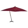 Cantilever side umbrella with red wine wooden pole 400x300 cm by vidaXL, Umbrellas - Ref: Foro24-44493, Price: 203,30 €, Disc...