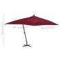 Cantilever side umbrella with red wine wooden pole 400x300 cm by vidaXL, Umbrellas - Ref: Foro24-44493, Price: 203,30 €, Disc...
