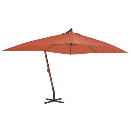 Terracotta wooden pole cantilever side umbrella 400x300 cm by vidaXL, Umbrellas - Ref: Foro24-44494, Price: 169,16 €, Discoun...