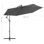 Sombrilla voladiza con poste de aluminio 300 cm gris antracita de vidaXL, Sombrillas - Ref: Foro24-44509, Precio: 101,99 €, D...