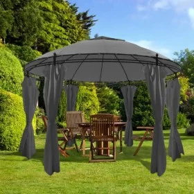 Round gazebo with anthracite gray curtains 3.5x2.7 m by vidaXL, Tents and gazebos - Ref: Foro24-44762, Price: 378,71 €, Disco...