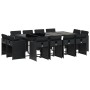Set comedor de jardín con cojines 13 pzas ratán sintético negro