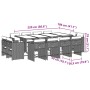Set comedor jardín y cojines 13 pzas ratán sintético gris claro