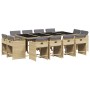Set comedor de jardín con cojines 13 pzas ratán sintético beige