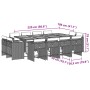 Set comedor de jardín con cojines 13 pzas ratán sintético gris