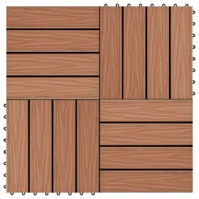 Porch tiles with deep relief WPC 1 m² light brown 11 pcs by vidaXL, Floors and carpets - Ref: Foro24-45034, Price: 75,72 €, D...
