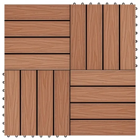 Porch tiles with deep relief WPC 1 m² light brown 11 pcs by vidaXL, Floors and carpets - Ref: Foro24-45034, Price: 75,72 €, D...