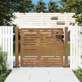 Puerta de jardín acero corten diseño cuadrado 105x80 cm