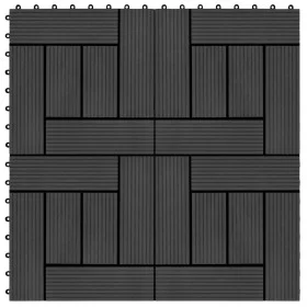 WPC porch tiles 30x30 cm 1 m² black 11 units by vidaXL, Floors and carpets - Ref: Foro24-45026, Price: 60,38 €, Discount: %