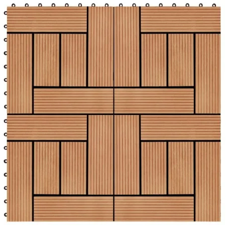WPC porch tiles 30x30 cm 1 m² teak color 11 units by vidaXL, Floors and carpets - Ref: Foro24-45027, Price: 61,40 €, Discount: %