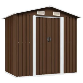 Brauner Gartenschuppen aus Stahl, 204 x 132 x 186 cm von vidaXL, Schuppen - Ref: Foro24-47029, Preis: 228,59 €, Rabatt: %
