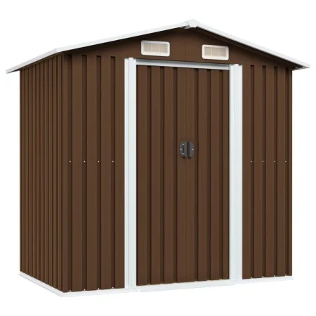 Brauner Gartenschuppen aus Stahl, 204 x 132 x 186 cm von vidaXL, Schuppen - Ref: Foro24-47029, Preis: 228,59 €, Rabatt: %