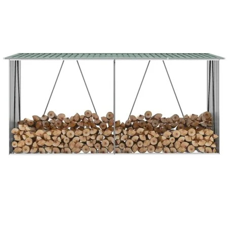 Grüner Brennholzkasten aus verzinktem Stahl, 330 x 84 x 152 cm von vidaXL, Zubehör für Taschen und Brennholzhalter - Ref: For...