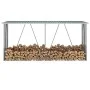 Casetilla para leña acero galvanizado verde 330x84x152 cm de vidaXL, Accesorios para bolsas y soportes de leña - Ref: Foro24-...