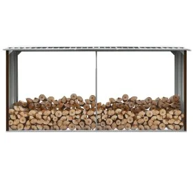 Brauner Brennholzkasten aus verzinktem Stahl, 330 x 92 x 153 cm von vidaXL, Zubehör für Taschen und Brennholzhalter - Ref: Fo...