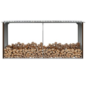 Casetilla para leña acero galvanizado marrón 330x92x153 cm