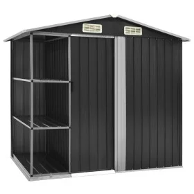 Cobertizo jardín y estantería hierro antracita 205x130x183 cm de vidaXL, Cobertizos - Ref: Foro24-47106, Precio: 264,03 €, De...