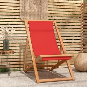 Folding beach chair solid teak wood red by vidaXL, Garden chairs - Ref: Foro24-47417, Price: 61,75 €, Discount: %