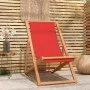 Folding beach chair solid teak wood red by vidaXL, Garden chairs - Ref: Foro24-47417, Price: 61,75 €, Discount: %