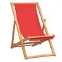 Folding beach chair solid teak wood red by vidaXL, Garden chairs - Ref: Foro24-47417, Price: 61,75 €, Discount: %