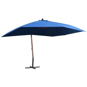 Hängender Gartenschirm mit blauer Holzstange 400x300cm von vidaXL, Sonnenschirme - Ref: Foro24-47123, Preis: 143,48 €, Rabatt: %