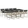 Set comedor de jardín 9 pzas cojines ratán sintético gris claro
