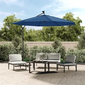 Cantilever umbrella with LED lights and light blue steel pole 300 cm by vidaXL, Umbrellas - Ref: Foro24-47137, Price: 129,47 ...