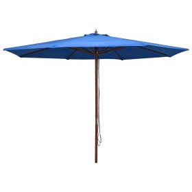 Sombrilla de jardín con palo de madera azul 350 cm