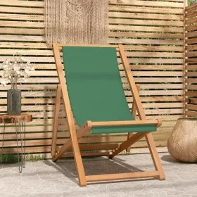 Folding beach chair solid green teak wood by vidaXL, Garden chairs - Ref: Foro24-47416, Price: 77,10 €, Discount: %