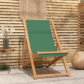Silla de playa plegable madera maciza de teca verde de vidaXL, Sillas de jardín - Ref: Foro24-47416, Precio: 81,24 €, Descuen...