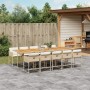 Set comedor de jardín 11 pzas con cojines ratán sintético beige