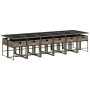 Set comedor de jardín con cojines 13 pzas ratán sintético gris