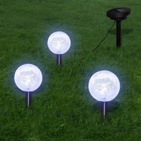 Lámparas de bola jardín LED anclajes y paneles solares 3 uds