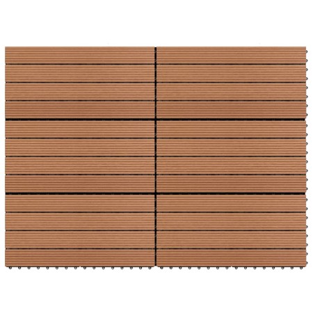 6 units of brown WPC tiles 1m² 60x30 cm by vidaXL, Floors and carpets - Ref: Foro24-49055, Price: 69,72 €, Discount: %
