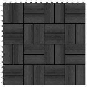 WPC porch tiles 30x30 cm 1 m² black 11 units by vidaXL, Floors and carpets - Ref: Foro24-45031, Price: 54,38 €, Discount: %