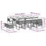 Set comedor jardín y cojines 13 pzas ratán sintético gris claro