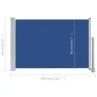 Retractable side garden awning blue 60x300 cm by vidaXL, Umbrellas - Ref: Foro24-48356, Price: 50,34 €, Discount: %