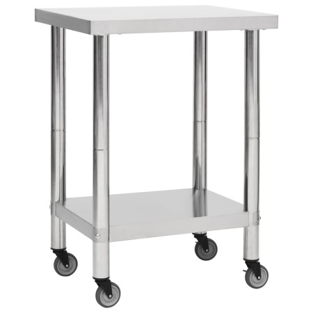 Küchenarbeitstisch mit Rädern Edelstahl 60x45x85 cm von vidaXL, Wiederherstellung - Ref: Foro24-51632, Preis: 145,19 €, Rabat...