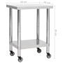 Mesa de trabajo para cocina con ruedas acero inox 60x45x85 cm