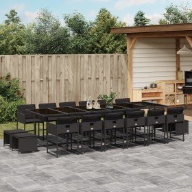 Set de muebles jardín 17 pzas con cojines ratán sintético negro