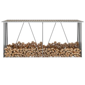 Casetilla para leña acero galvanizado marrón 330x84x152 cm