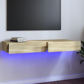 Mueble para TV con luces LED roble Sonoma 120x35x15,5 cm