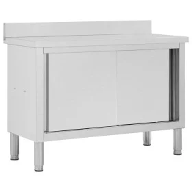 Stainless steel sliding door work table 120x50x(95-97) cm by vidaXL, Restoration - Ref: Foro24-51051, Price: 316,09 €, Discou...