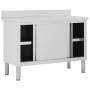 Mesa de trabajo puertas correderas acero inox 120x50x(95-97) cm de vidaXL, Restauración - Ref: Foro24-51051, Precio: 281,88 €...