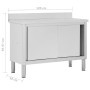 Mesa de trabajo puertas correderas acero inox 120x50x(95-97) cm