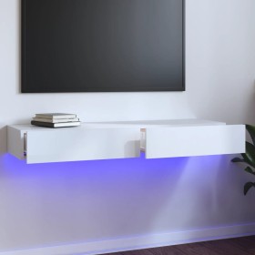 Mueble para TV con luces LED blanco brillante 120x35x15,5 cm